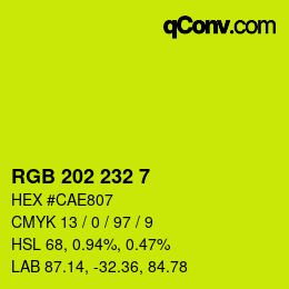 カラーコード: RGB 202 232 7 | qconv.com