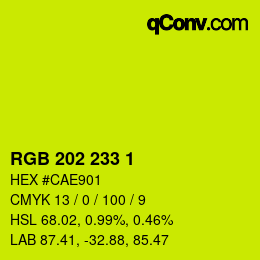 カラーコード: RGB 202 233 1 | qconv.com