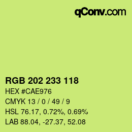 カラーコード: RGB 202 233 118 | qconv.com