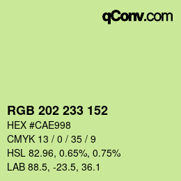 カラーコード: RGB 202 233 152 | qconv.com