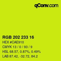 Color code: RGB 202 233 16 | qconv.com