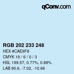 Color code: RGB 202 233 248 | qconv.com