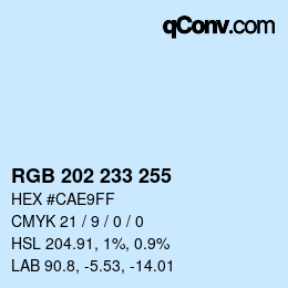 カラーコード: RGB 202 233 255 | qconv.com