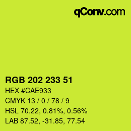 カラーコード: RGB 202 233 51 | qconv.com