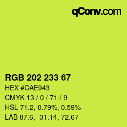 カラーコード: RGB 202 233 67 | qconv.com