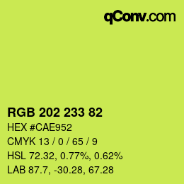 カラーコード: RGB 202 233 82 | qconv.com