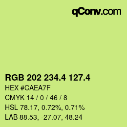 カラーコード: RGB 202 234.4 127.4 | qconv.com