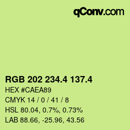 カラーコード: RGB 202 234.4 137.4 | qconv.com