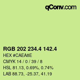 カラーコード: RGB 202 234.4 142.4 | qconv.com