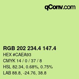 カラーコード: RGB 202 234.4 147.4 | qconv.com