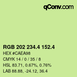 カラーコード: RGB 202 234.4 152.4 | qconv.com