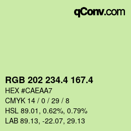 カラーコード: RGB 202 234.4 167.4 | qconv.com