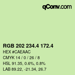 カラーコード: RGB 202 234.4 172.4 | qconv.com