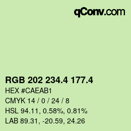 カラーコード: RGB 202 234.4 177.4 | qconv.com