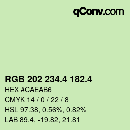 カラーコード: RGB 202 234.4 182.4 | qconv.com