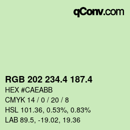 カラーコード: RGB 202 234.4 187.4 | qconv.com