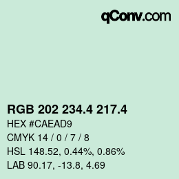 カラーコード: RGB 202 234.4 217.4 | qconv.com