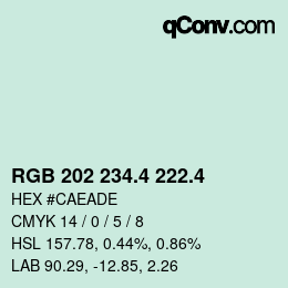 カラーコード: RGB 202 234.4 222.4 | qconv.com