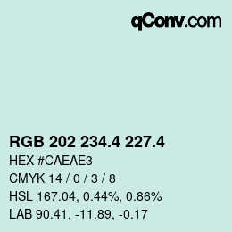 カラーコード: RGB 202 234.4 227.4 | qconv.com