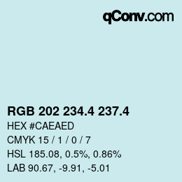 カラーコード: RGB 202 234.4 237.4 | qconv.com