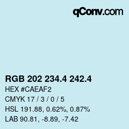 カラーコード: RGB 202 234.4 242.4 | qconv.com