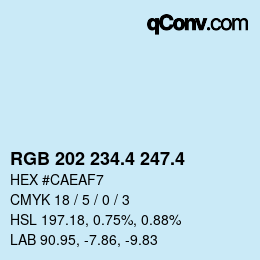 カラーコード: RGB 202 234.4 247.4 | qconv.com
