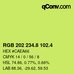 カラーコード: RGB 202 234.8 102.4 | qconv.com