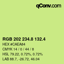 カラーコード: RGB 202 234.8 132.4 | qconv.com