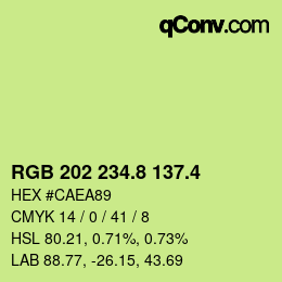 カラーコード: RGB 202 234.8 137.4 | qconv.com