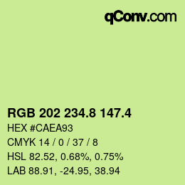 カラーコード: RGB 202 234.8 147.4 | qconv.com
