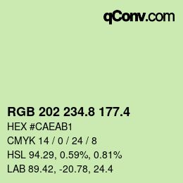 カラーコード: RGB 202 234.8 177.4 | qconv.com