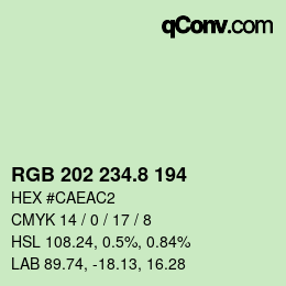 Color code: RGB 202 234.8 194 | qconv.com