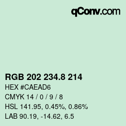 カラーコード: RGB 202 234.8 214 | qconv.com