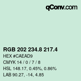カラーコード: RGB 202 234.8 217.4 | qconv.com