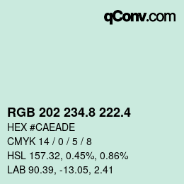 カラーコード: RGB 202 234.8 222.4 | qconv.com
