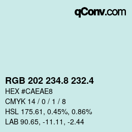 カラーコード: RGB 202 234.8 232.4 | qconv.com