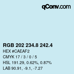 カラーコード: RGB 202 234.8 242.4 | qconv.com