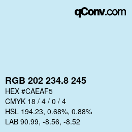 Color code: RGB 202 234.8 245 | qconv.com