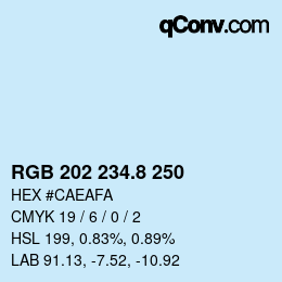 カラーコード: RGB 202 234.8 250 | qconv.com