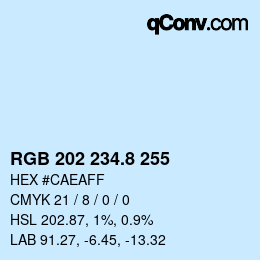 Color code: RGB 202 234.8 255 | qconv.com