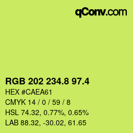 カラーコード: RGB 202 234.8 97.4 | qconv.com