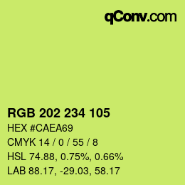 Color code: RGB 202 234 105 | qconv.com