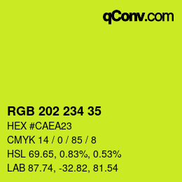 Color code: RGB 202 234 35 | qconv.com