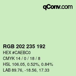 颜色代码: RGB 202 235 192 | qconv.com