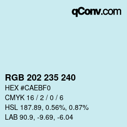 カラーコード: RGB 202 235 240 | qconv.com
