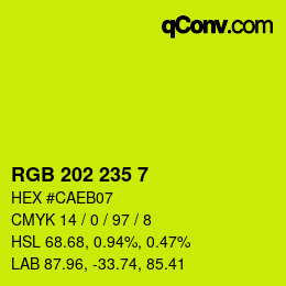 カラーコード: RGB 202 235 7 | qconv.com