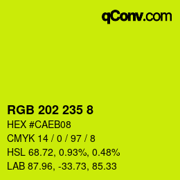 カラーコード: RGB 202 235 8 | qconv.com