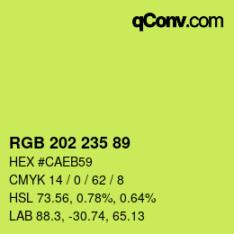 カラーコード: RGB 202 235 89 | qconv.com