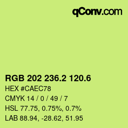 カラーコード: RGB 202 236.2 120.6 | qconv.com