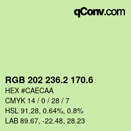 カラーコード: RGB 202 236.2 170.6 | qconv.com